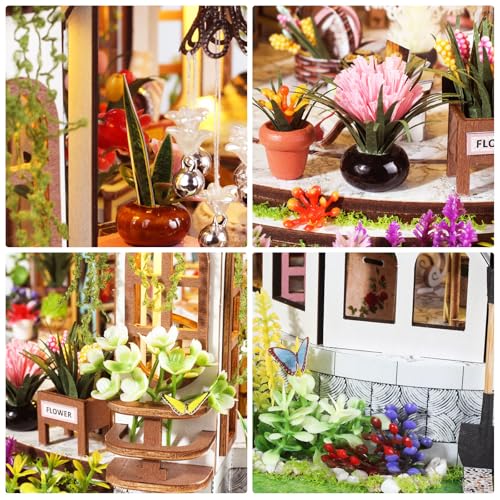 Foyucool 2025 New DIY Miniature House Kit, Dollhouse Kit with LED Light, Mini House Building Kits for for Adult to Building, Mother's Day Home Decorations Gifts for Friends, Castle Flower House