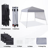 Smartxchoices 8 x 8 FT Pop Up Canopy Tent - Instant Outdoor Canopy with Wheeled Carry Bag, 4 Ropes, Straight Legs, Stakes, Height Adjustable Outdoor Tent Sun Protection Beach Shelter，Silver Grey Smartxchoices