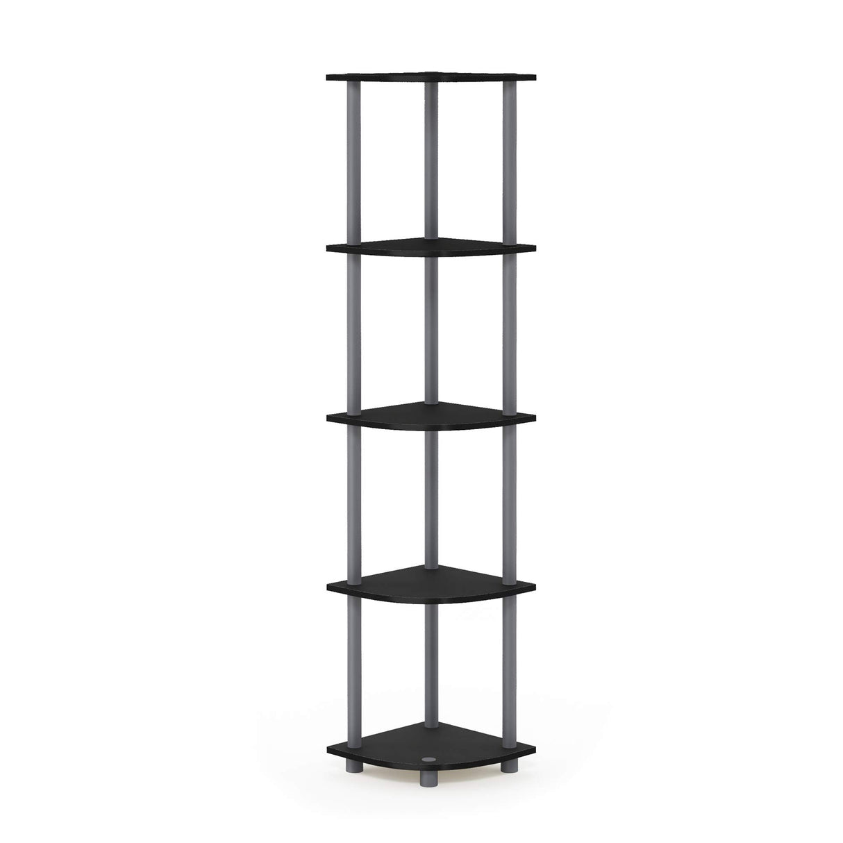 Furinno TURN-N-TUBE Corner Shelf, 5-Tier Corner Bookshelf, Open Storage Shelves, for Organization and Storage, Living Room, Home Office, Garage, Bedroom, Black Furinno