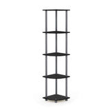 Furinno TURN-N-TUBE Corner Shelf, 5-Tier Corner Bookshelf, Open Storage Shelves, for Organization and Storage, Living Room, Home Office, Garage, Bedroom, Black Furinno