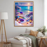 MOMDEDP Beach Diamond Painting Kits for Adults, 5D Seashell Diamond Art Kits for Beginners, DIY Full Round Drill Seashell Paint by Diamonds, DIY 5D Gem Art Sun Perfect for Relax 12 x 16 Inch Sunshine MOMDEDP