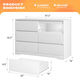INTERGREAT White Dresser for Bedroom, Modern 6 Drawer Dresser for Closet，Wood Dressers with Deep Drawers for Kids Bedroom,Chest of Drawers for Bedroom,Living Room,Entryway，Nursery INTERGREAT