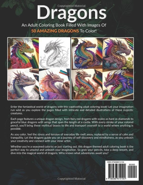 Dragons!: An Adult Coloring Book Filled With Images Of 50 Amazing Dragons To Color! WoodArtSupply