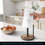 OROPY Paper Towel Holder Countertop with Heavy Duty Wood Base, Farmhouse Paper Towel Roll Stand for Kitchen Counter fits Standard and Jumbo Size Paper Towels (Brown - Easy to Tear) OROPY