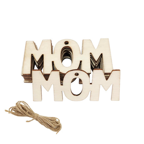 30 Pack 3 Inch Mother's Day Wood MOM Crafts Unfinished Wood MAM Cutouts Crafts Wooden Ornaments DIY Gift Tags for Happy Mothet's Day Mom's Birthday Party Decorations Xonzmmk