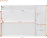MERITLINE Full Murphy Bed with Wardrobe Closet,2 Drawer,4 Storage Open Shelves,Wood Folding Murphy Wall Bed Cabinet (White,Full) MERITLINE