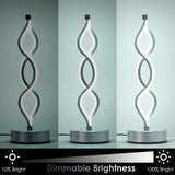 NUÜR Infinity Spiral LED Table Lamp Silver, Dimmable Metallic Bedside Lamp with Touch Controller, 3 Colour Temperature, 15.8 Inch Height, Decorative Lamp for Home, Living Room NUÜR