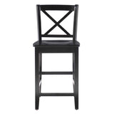 Linon Home Dcor Black X Back Counter Stool, 16" W x 17.91" D x 37.01" H Linon