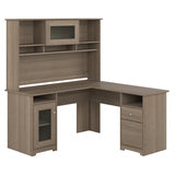 Bush Furniture Cabot L Shaped Desk with Hutch | Corner Desk with Storage for Home Office in Ash Gray | 60W L Shaped Computer Desk Bush Business Furniture