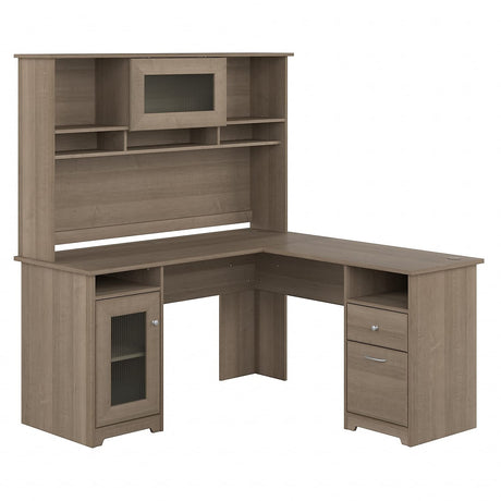 Bush Furniture Cabot L Shaped Desk with Hutch | Corner Desk with Storage for Home Office in Ash Gray | 60W L Shaped Computer Desk Bush Business Furniture