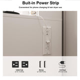 DINGIPP Makeup Vanity Desk with Lighted Mirror and Charging Station, Makeup Table with 4 Drawers & Storage Shelves, Vanity Desk 3 Color Modes Available, Bedroom Dressing Table for Women, girls (White) DINGIPP