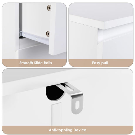 FOTOSOK White Dresser, 6 Drawer Dresser, Modern Tall Floor Storage Cabinet with Metal Sliding Rail, Wooden Handleless Drawer Cabinet, 6-Layer Large Capacity Vertical Dressers for Home & Office FOTOSOK