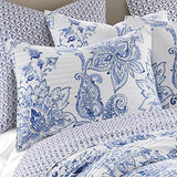 Levtex Home - Bennett Quilt Set - King/Cal King Quilt with Two King Pillow Shams - Floral Paisley - Blue and White - 106x92in and Pillow Sham Size 36x20in - Reversible - Cotton Levtex Home