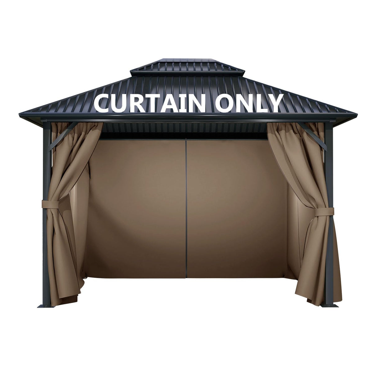 COWVIE Gazebo Curtain Replacement Universal 4-Panel Sidewalls 10' x 13', Patio Gazebo Privacy Curtains with Double Zipper, Replacement for Patio, Outdoor Canopy, Garden and Backyard (Curtain Only) COWVIE
