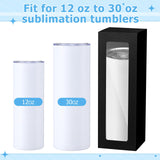 Perkoop 60 Pcs Gift Boxes for Sublimation Tumbler Transparent Tumblers Gift Boxes Exhibition Box with Window for 12oz 20oz 30oz Heat Press Sublimation Blanks Skinny Tumbler Gift Wrapping (Black) PerKoop