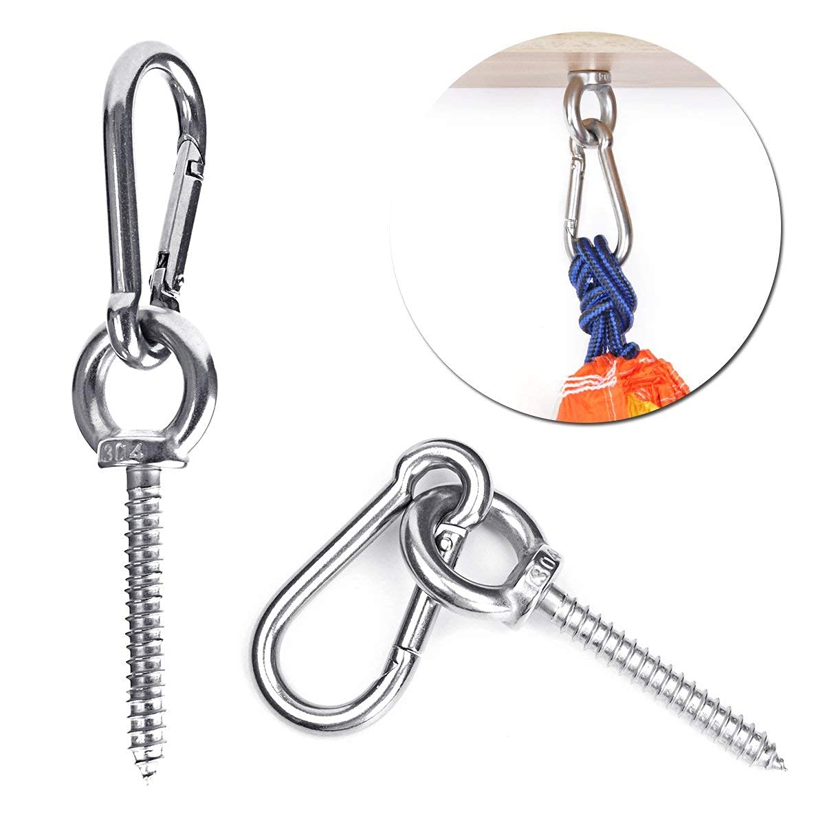 Heavy Duty Hammock Hanging Kit - 1400 LBS Capacity, Stainless Steel Hooks & Carabiners for Indoor/Outdoor Hammocks, Yoga Swings & Chairs Cyfie