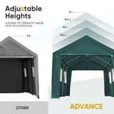 ADVANCE OUTDOOR 10x20 ft Heavy Duty Carport with Removable Window Sidewalls and Doors, Adjustable Height Car Canopy Garage Party Tent Boat Shelter with Reinforced Poles, Green ADVANCE OUTDOOR