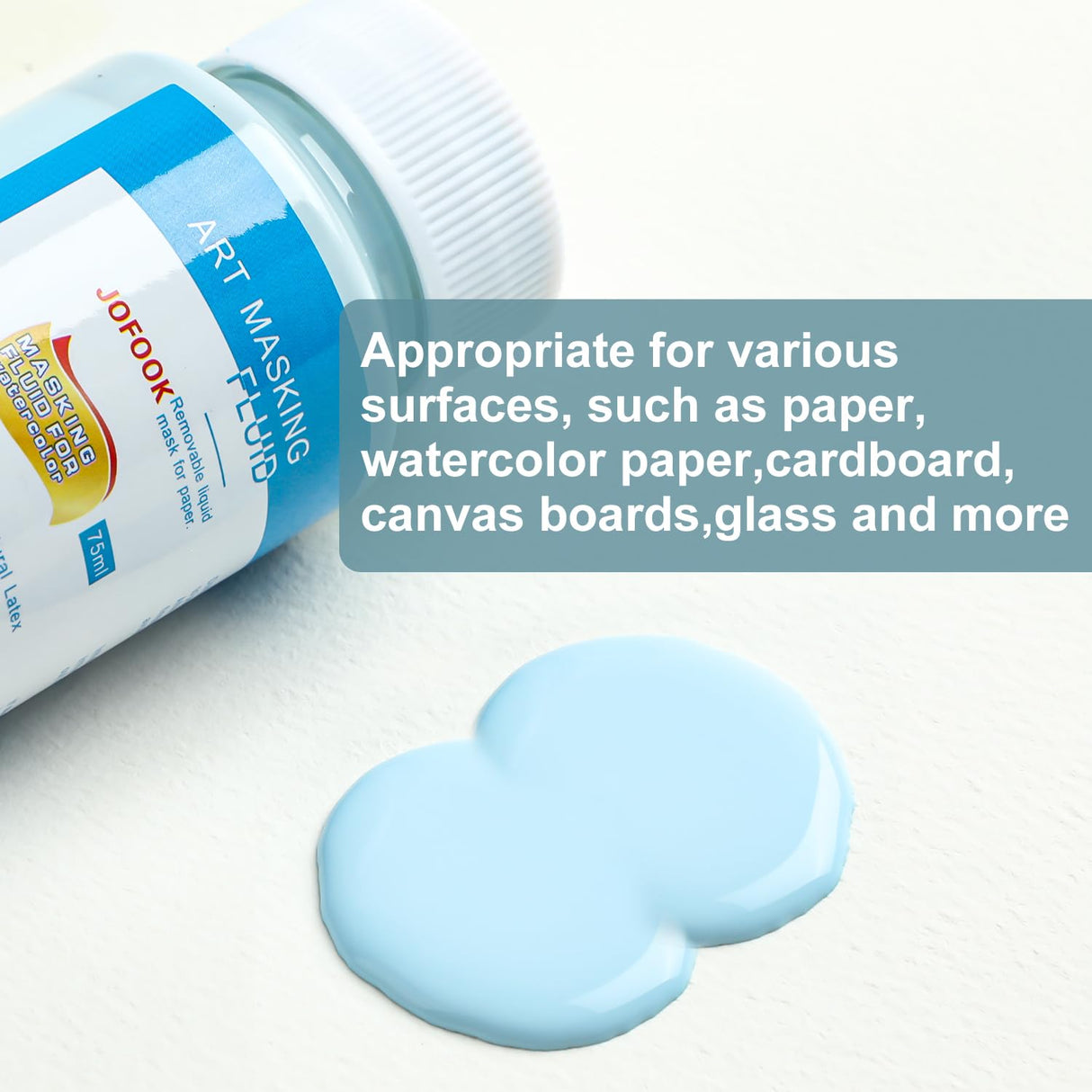 JOFOOK Liquid Latex Art Masking Fluid(5.3 fl oz) for Watercolor, Gouache Painting, Ink & Illustration, Arts Projects & Crafts Supplies Drawing Gum,Set of Two Bottles, Blue JOFOOK