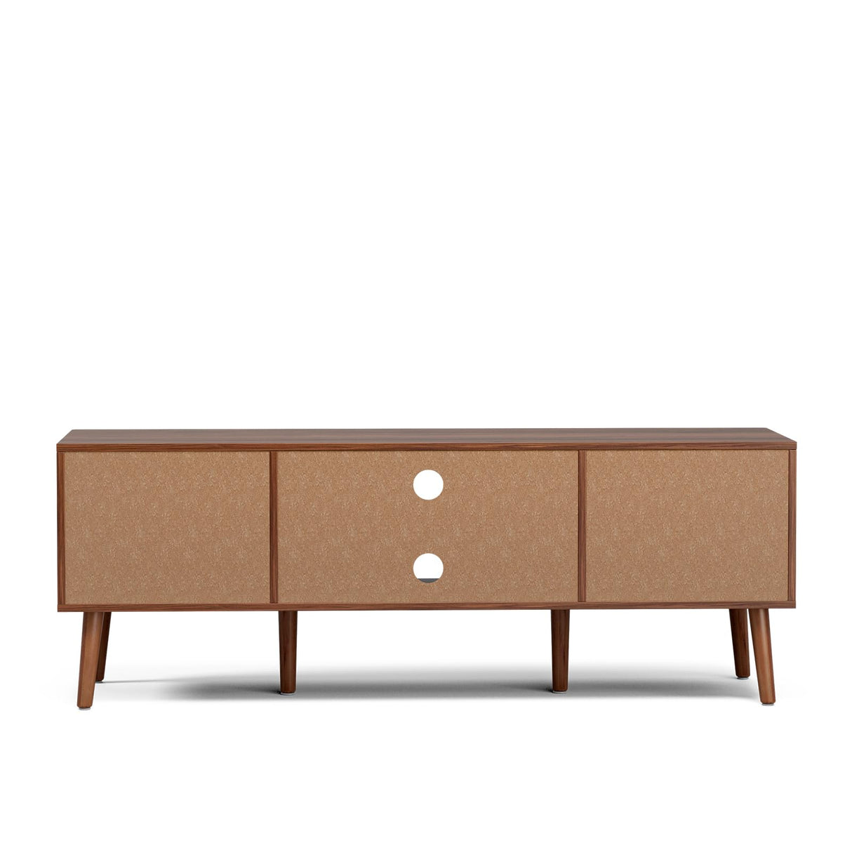 TV Stand for Living Room, Mid Century Modern Entertainment Center for 55/60/65 inch TVs, TV Console with Fluted Door Cabinets and Open Shelves, for Bedroom, Walnut LCRBOL