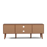TV Stand for Living Room, Mid Century Modern Entertainment Center for 55/60/65 inch TVs, TV Console with Fluted Door Cabinets and Open Shelves, for Bedroom, Walnut LCRBOL