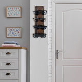 Moxweyeni Set of 2 Rustic Mounted Sunglasses Storage Organizer Wood Eyeglasses Holder Sunglass Rack Eyeglasses Display Rack with Metal Hooks Glasses Wall Decor Hanging Jewelry Organizers for Home Moxweyeni