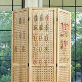 Pegboard Display, 5.6Ft Portable Freestanding Wall Organizer Wooden Room Divider Folding Privacy Screens for Craft Art Display Board (6panels, Natural) Svimi