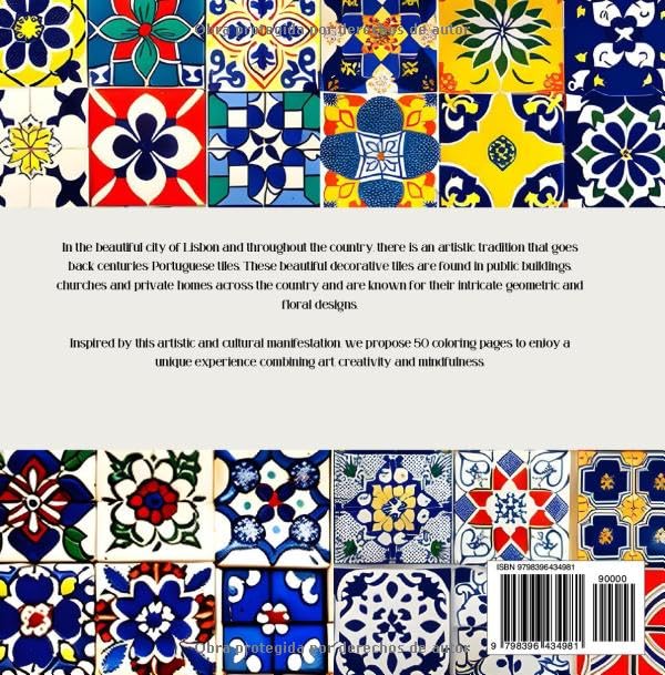 Coloring Book: Portuguese Tiles: Art Therapy and Mindfullness (Spanish Edition) WoodArtSupply