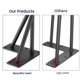 SMARTSTANDARD Hairpin Table Legs 14 Inch, 1/2'' in Diameter 3 Rods, Metal Home DIY Projects for Nightstand, Coffee Table, Dresser with Rubber Floor Protectors, Black, 4PCS SMARTSTANDARD