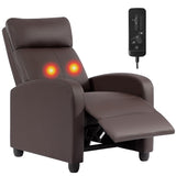 BestMassage | Recliner Chair | with 2 Point Massage Function | Leather Dark Brown | with Lumbar Support, Adjustable Push Back, Footrest & Padded Seat | Easy Assembly | for Living Room, Home Theatre BestMassage