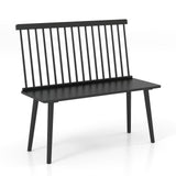 Giantex Dining Bench with Back, Black Windsor Bench with Spindle Back & Anti-Slip Foot Pads, Farmhouse Rubber Wood Dining Bench, Indoor Wooden Entryway Bench for Living Room, Dining Room, Hallway Giantex