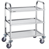 VEVOR Stainless Steel Cart, 3 Layers Lab Utility Cart 400 lbs Weight Capacity, Medical Cart with Lockable Universal Wheels, for Lab, Clinic, Kitchen, Salon VEVOR