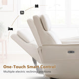 ANJ Swivel Recliner Chair, Glider Rocker Recliners for Nursery, Power Rocker Reclining Chair with USB Port, Upholstered Leathaire Electric Rocking Chairs for Living Room, Bedroom, Cream White ANJ