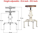 Topower Aged Antique Vintage Industrial Barstool Solid Wood Water Pipe Fire Hydrant Design Cafe Coffee Industrial Bar Stool Set of 2 Antique White Topower