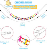 Longer Chain Chicken Toys for Coop Accessories 7PCS, Chicken Swing Ladder Perch roosts, Chicken Xylophone Mirror with Bells Vegetable Fruits Hanging Chicken Feeder for hens Bird Parrot ZLBgons