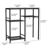Consumest Bakers Rack with Storage - Microwave Stand and Coffee Bar Cabinet, Multifunctional Pan Organizer with 6 Hooks and 2 Shelves, Microwave Cart for Kitchen, Living Room, Grey&Black Consumest