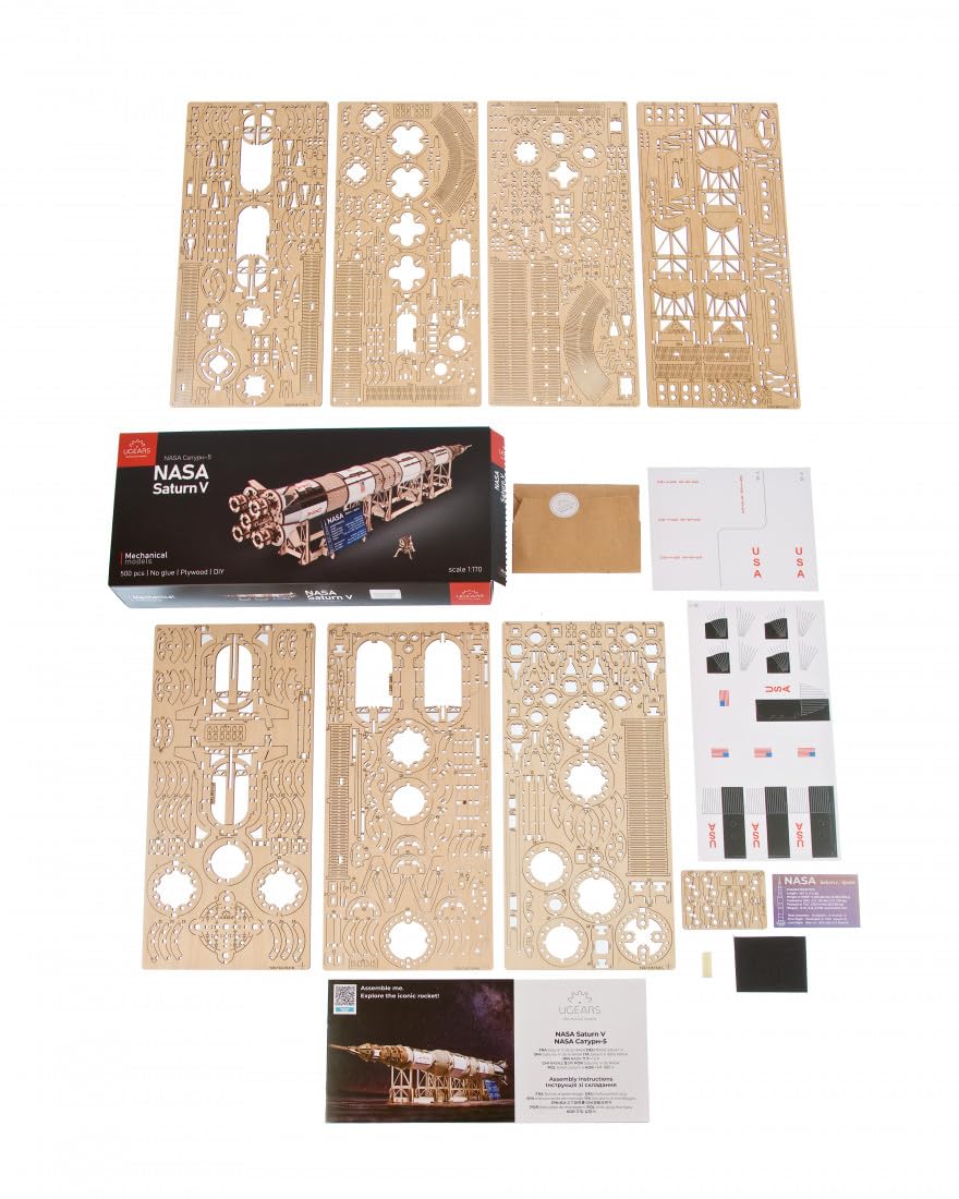 Generic Mechanical U-Gears Wooden 3D Puzzle Model NASA Saturn V Model kit Construction Set Generic