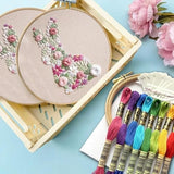 YOUDRN Bunny in Bloom Easter Embroidery Kit for Beginners, Embroidery Kits for Adults,DIY Hand Bunny Embroidery Easter Cross Stitch Starter Set with Pattern,Threads,Needles,Instruction,20cm Hoop