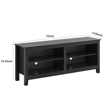 Panana TV Stand, Classic 4 Cubby TV Stand for 60 inch TV, Entertainment Center Media Television Stand for Living Room Bedroom (Black, 55 inch)