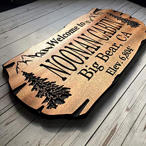 Personalized Cabin Sign Outdoor Wooden Sign Lake House Welcome Sign Rustic Decor - WoodArtSupply