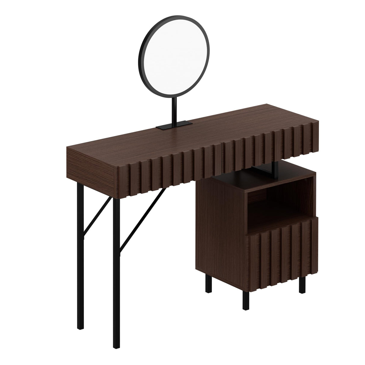 UEV Wood Vanity Desk with Mirror,Makeup Vanity Set with Drawer Chest,Vanity Dressing Table Makeup Desk Set with Storage Space for Bedroom(Brown) UEV