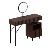 UEV Wood Vanity Desk with Mirror,Makeup Vanity Set with Drawer Chest,Vanity Dressing Table Makeup Desk Set with Storage Space for Bedroom(Brown) UEV