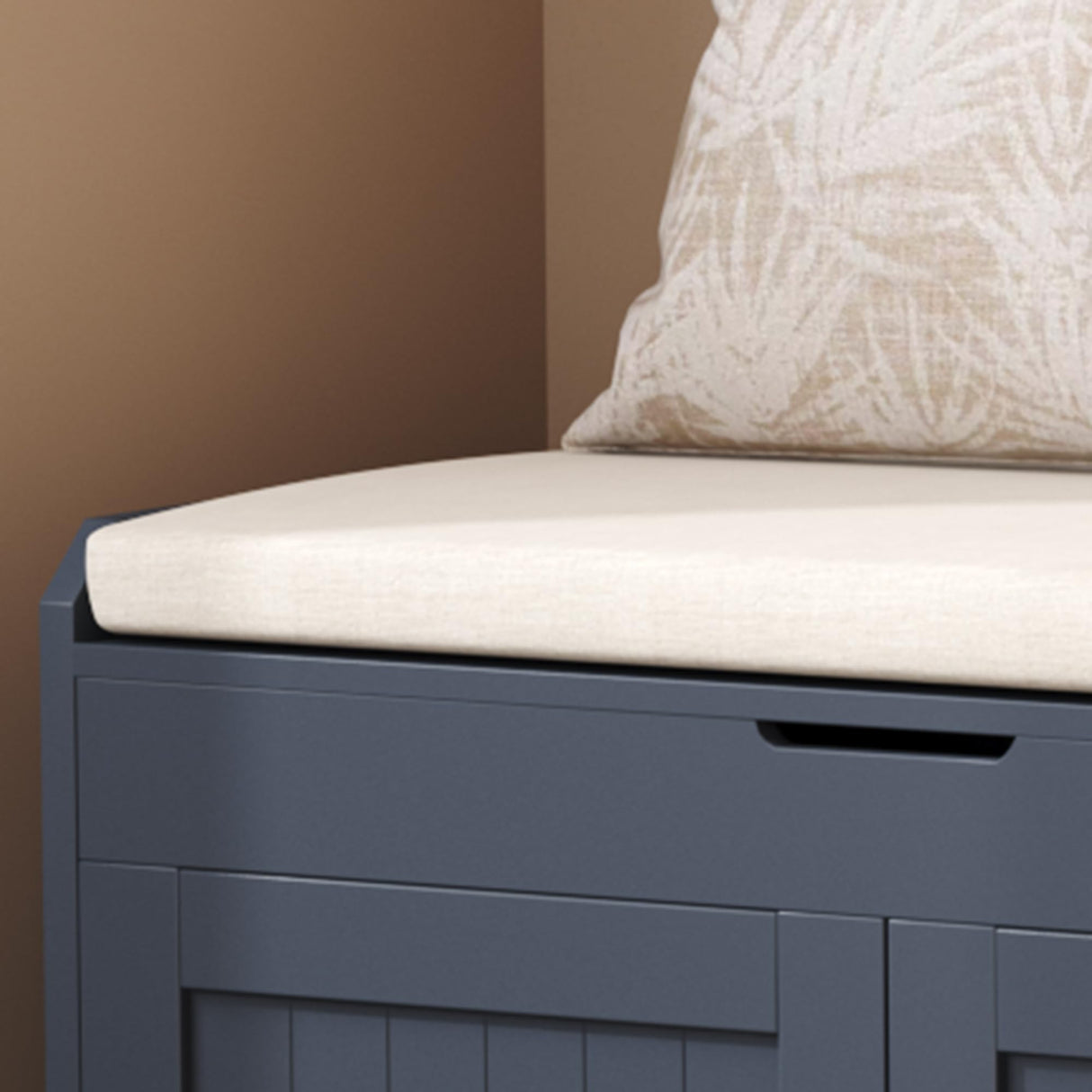 HOMEFORT 54.4" Shoe Bench with Lift Top Storage, Entryway Bench with Cushioned Seat, Wooden End of Bed Bench, Shoe Cabinet Bench with Hidden Storage Space, for Bedroom, Hallway,Blue HOMEFORT