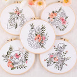 Yangshine 2 Sets Human Anatomy Embroidery Kit for Beginners,Flower with Skull Patterns Cross Stitch Kits,Including Embroidery Hoops, Fabric,Color Threads,Needles,Instructions and Tool Kit