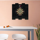 ONE80 Knock-down Dartboard Backboard for A Large Area of Wall Protection Free Combination for Various Set-up Options Wooden Backboard with Black Veins Mounting Kits and Instructions Included Dartboard ONE80