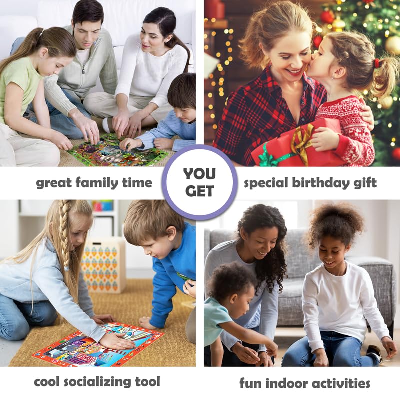 QUOKKA Puzzles for Kids Ages 4-6 - 4 x 60 Puzzles for Toddlers 5-8 - Educational Search & Find Toy for 8-10 yo for Learning Forest Polar, USA National Park Animals & City Life QUOKKA