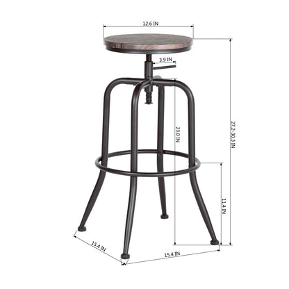 FurnitureR Adjustable Barstool Set of 2, Industrial Round Bar Stools with Swivel Seat 27-30 Inches Counter Height Bar Chair with No Back for Dining Room Kitchen Island (Walnut Brown, Set of 2 - WoodArtSupply