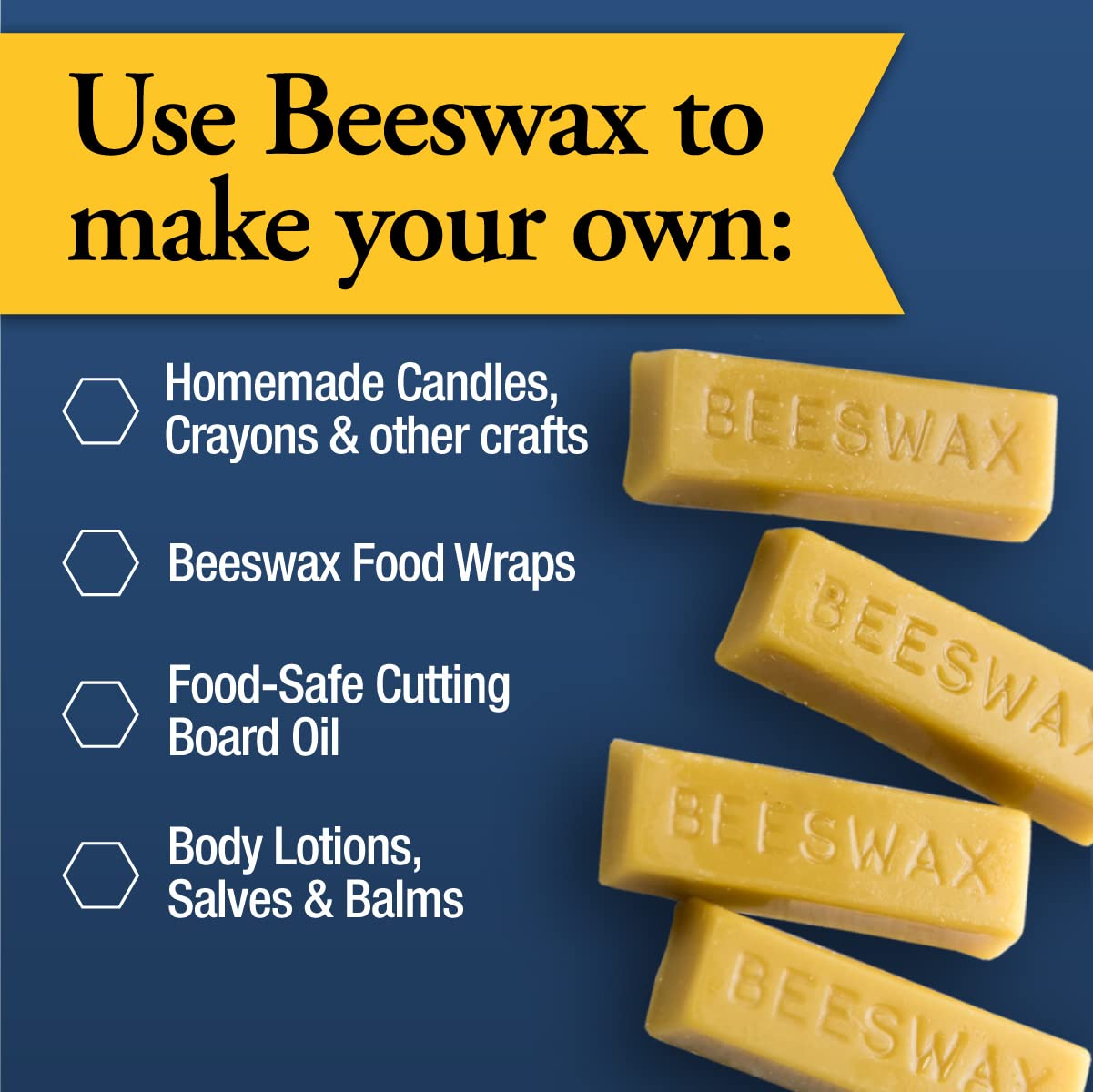 Dutchman’s Gold Canadian Yellow Beeswax Block - Pack of 12 (1 oz Each) - Cosmetic-Grade Natural Beeswax for Candle Making, Soap, Crafts, Beauty - Pure Beeswax Bars - Safe and Easy to Melt Dutchman's Gold