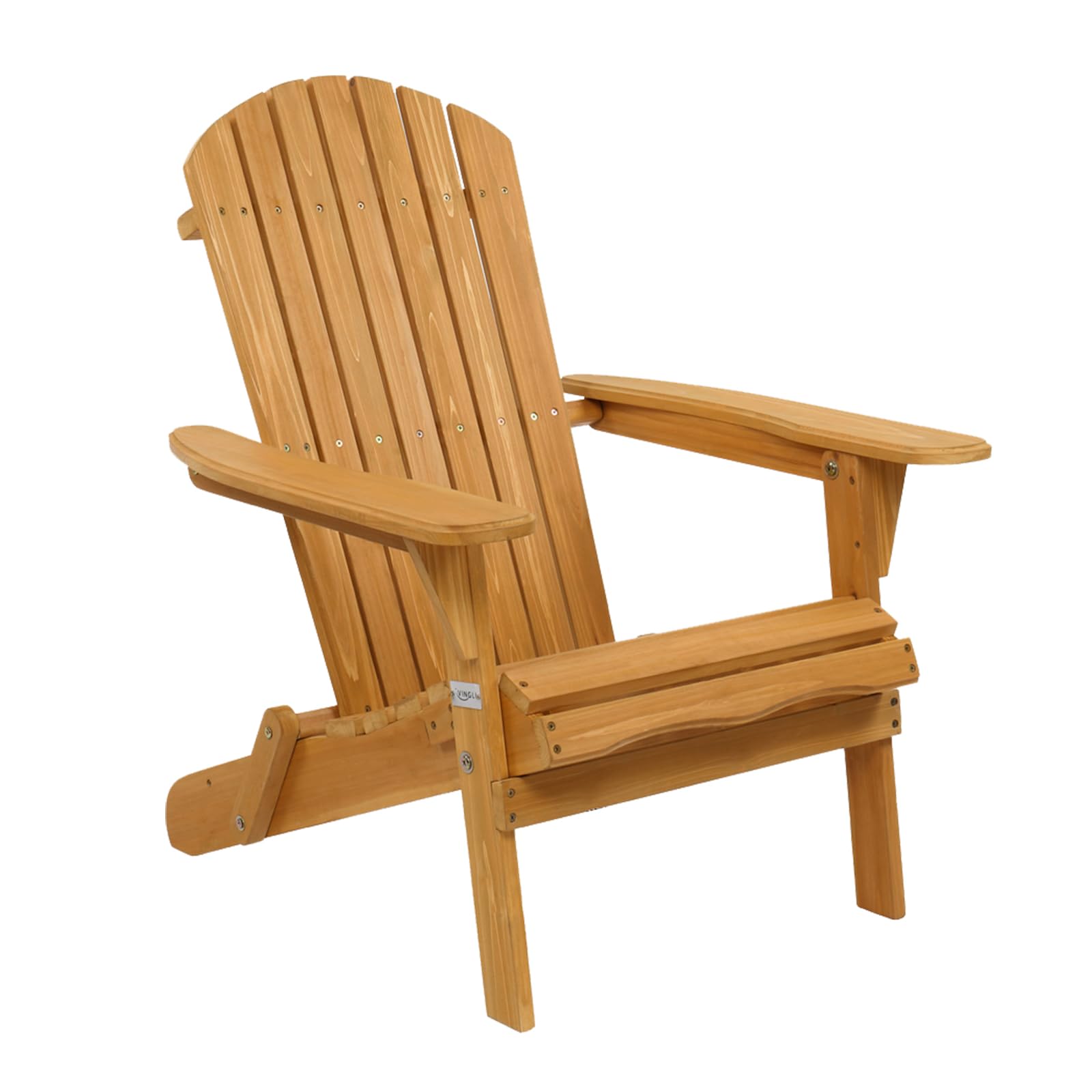 VINGLI Folding Adirondack Chairs Wood Lawn Chair Wooden Lounger 350 LBs Support Fire Pit Seating Natural Finished Weather Resistant Indoor Outdoor Furniture - WoodArtSupply