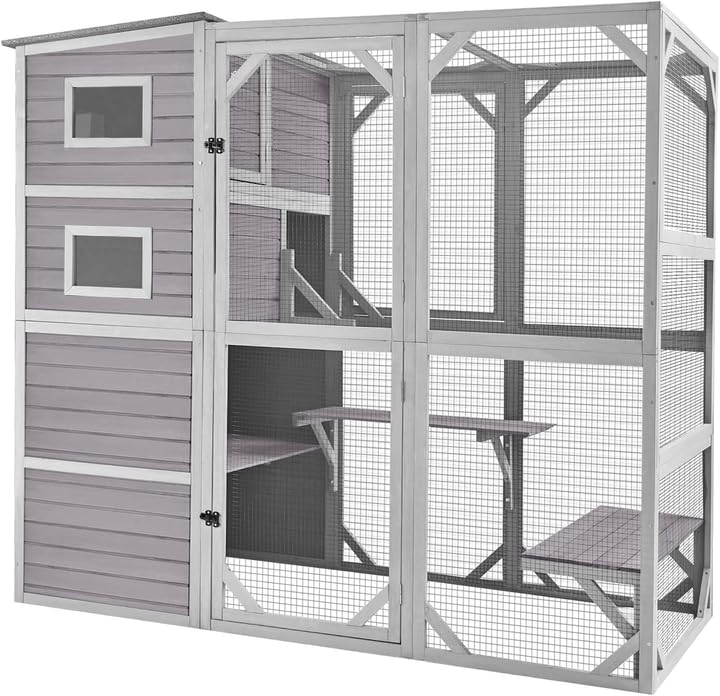 Cat House Catio Outdoor Cat Enclosure 76.8" Large Kitty Shelter for Cats Outdoor Patio,Large Weatherproof Cat Cage with Window,Resting Box GUTINNEEN