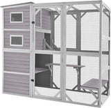 Cat House Catio Outdoor Cat Enclosure 76.8" Large Kitty Shelter for Cats Outdoor Patio,Large Weatherproof Cat Cage with Window,Resting Box GUTINNEEN